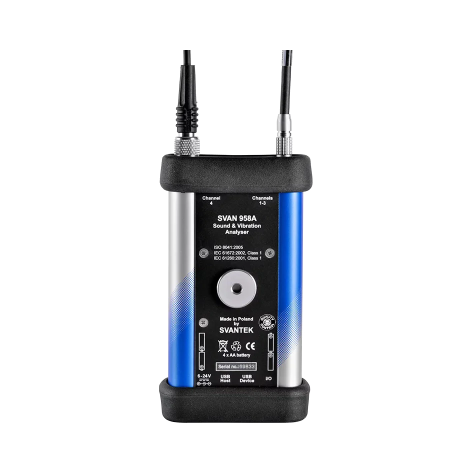 Svantek SVAN 958A Four Channel Sound & Vibration Meter with antennas on a white background
