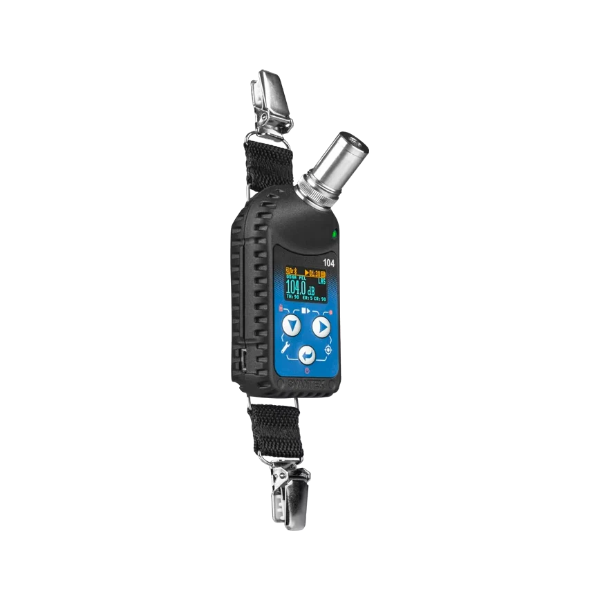 Svantek SV 104A Personal Noise Dosimeter with digital display on a white background