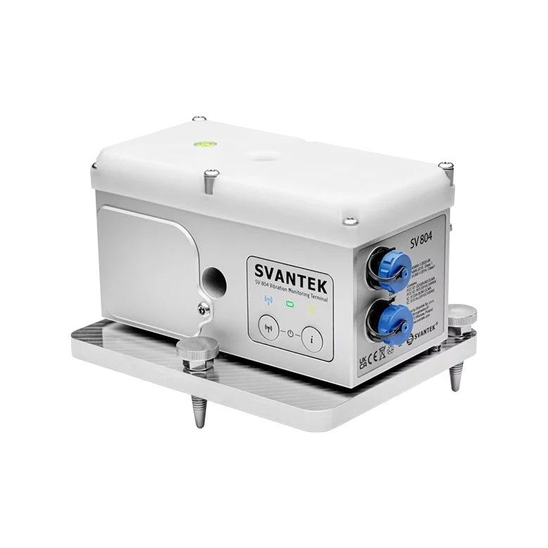 Svantek SV 804 Wireless Triaxial Vibration Monitor on a white background