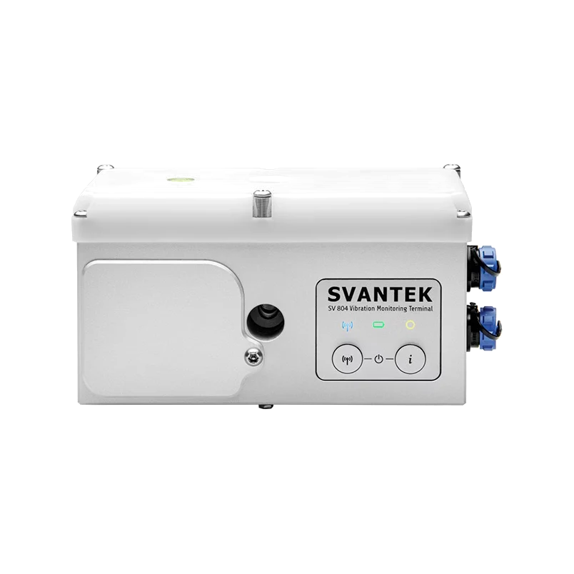 Svantek SV 804 Wireless Triaxial Vibration Monitor on a white background