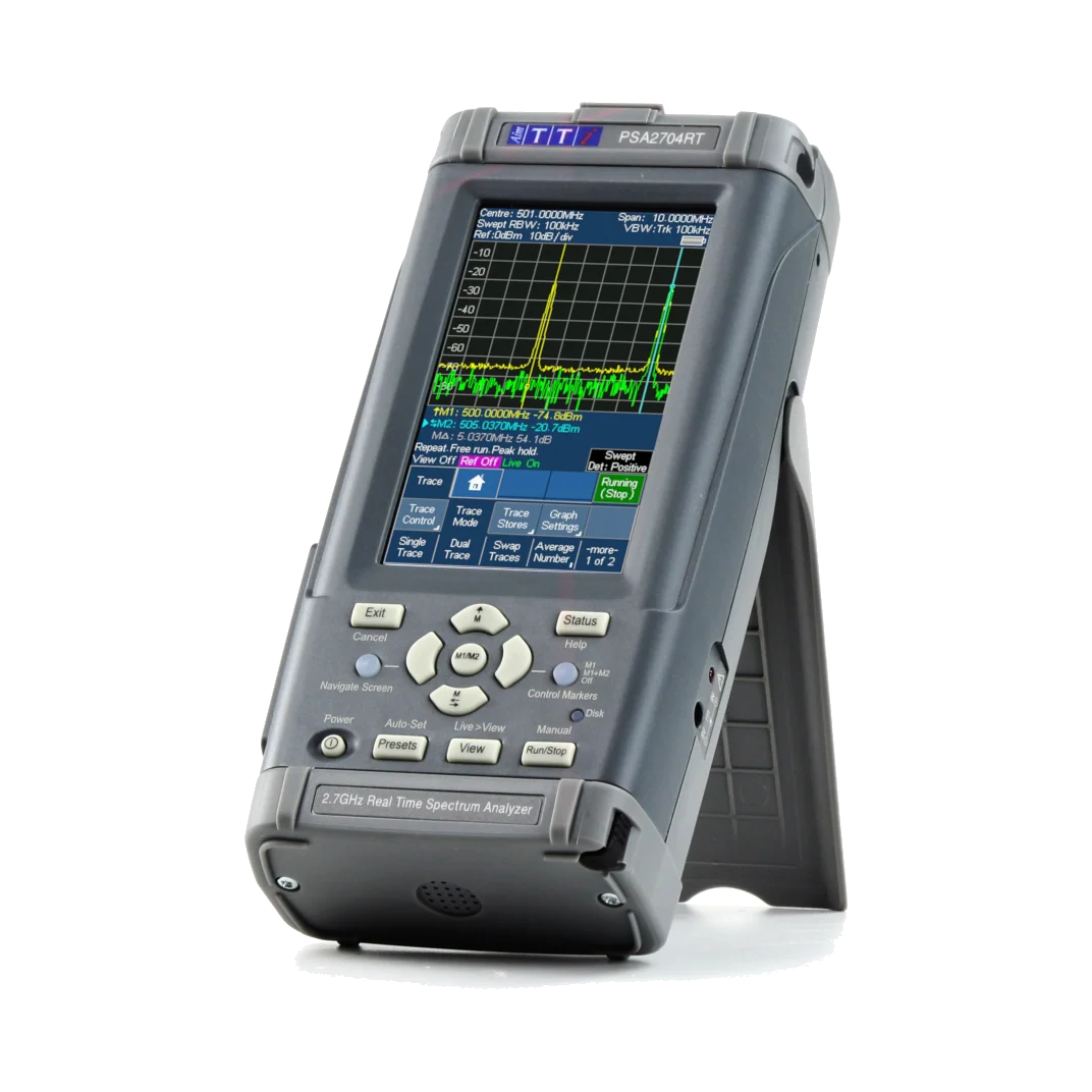 Aim-TTi PSA2704RT Handheld RF Spectrum Analyzer Angled Left