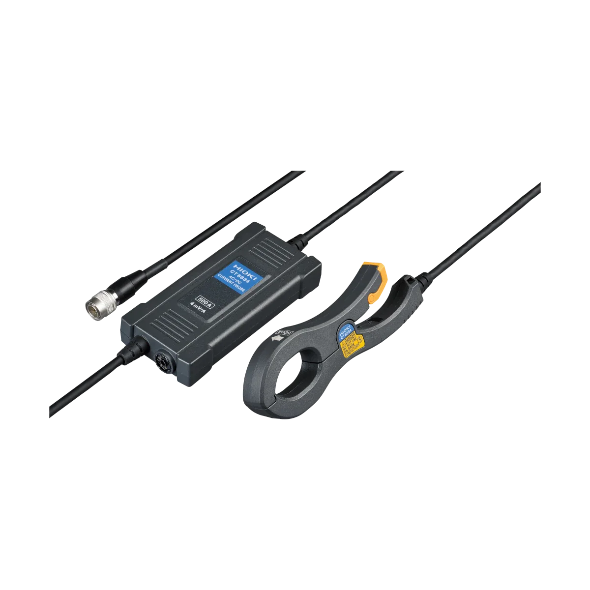 Hioki CT6834 AC/DC Current Probe with battery pack on a white background