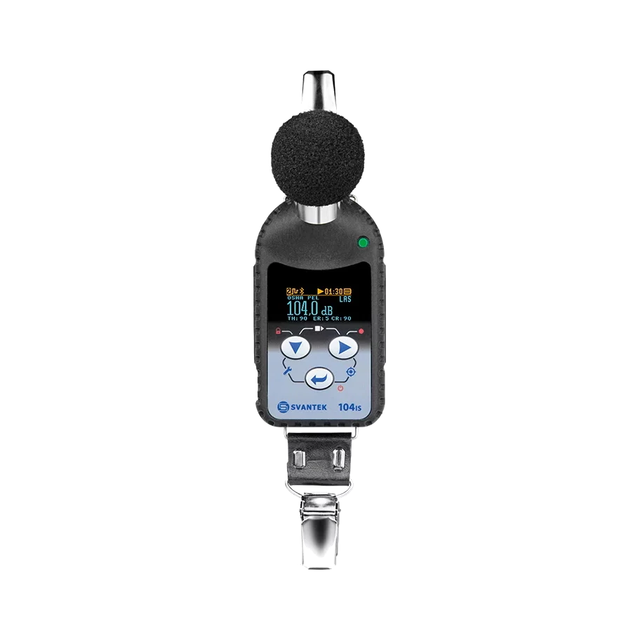 Svantek SV 104BIS with microphone on a white background