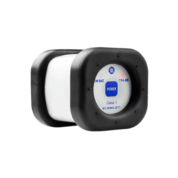 Svantek SV 33B Class 1 Sound Calibrator with a label on a white background