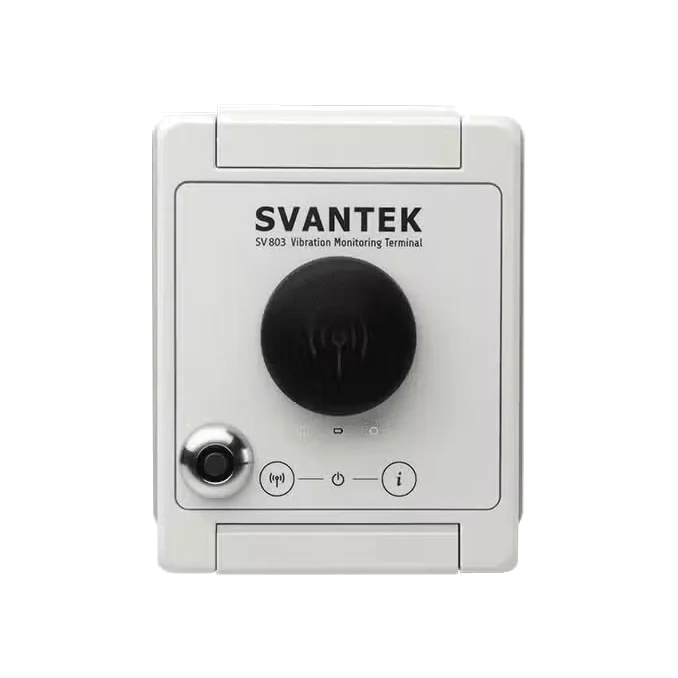 Svantek SV803 vibration monitoring terminal on a white background