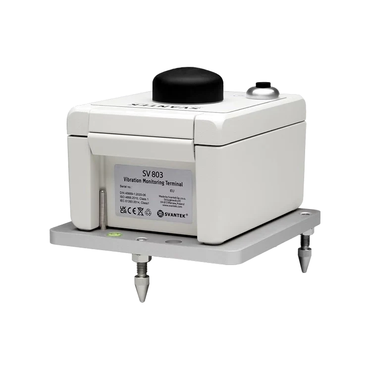 Svantek SV 803 vibration monitoring terminal on a white background